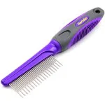 Hertzko Long & Short Teeth Pet Fur Comb - Dog & Cat Hair Detangler, Brush, & Dematting Tool - Grooming Supplies for Removing Matted Hair (Long Teeth)