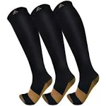 WOGOSVOR 3pairs Open Toe Toeless Compression Socks(15-20mmHg) for Men and Women Support Stocking (Black, L/XL)