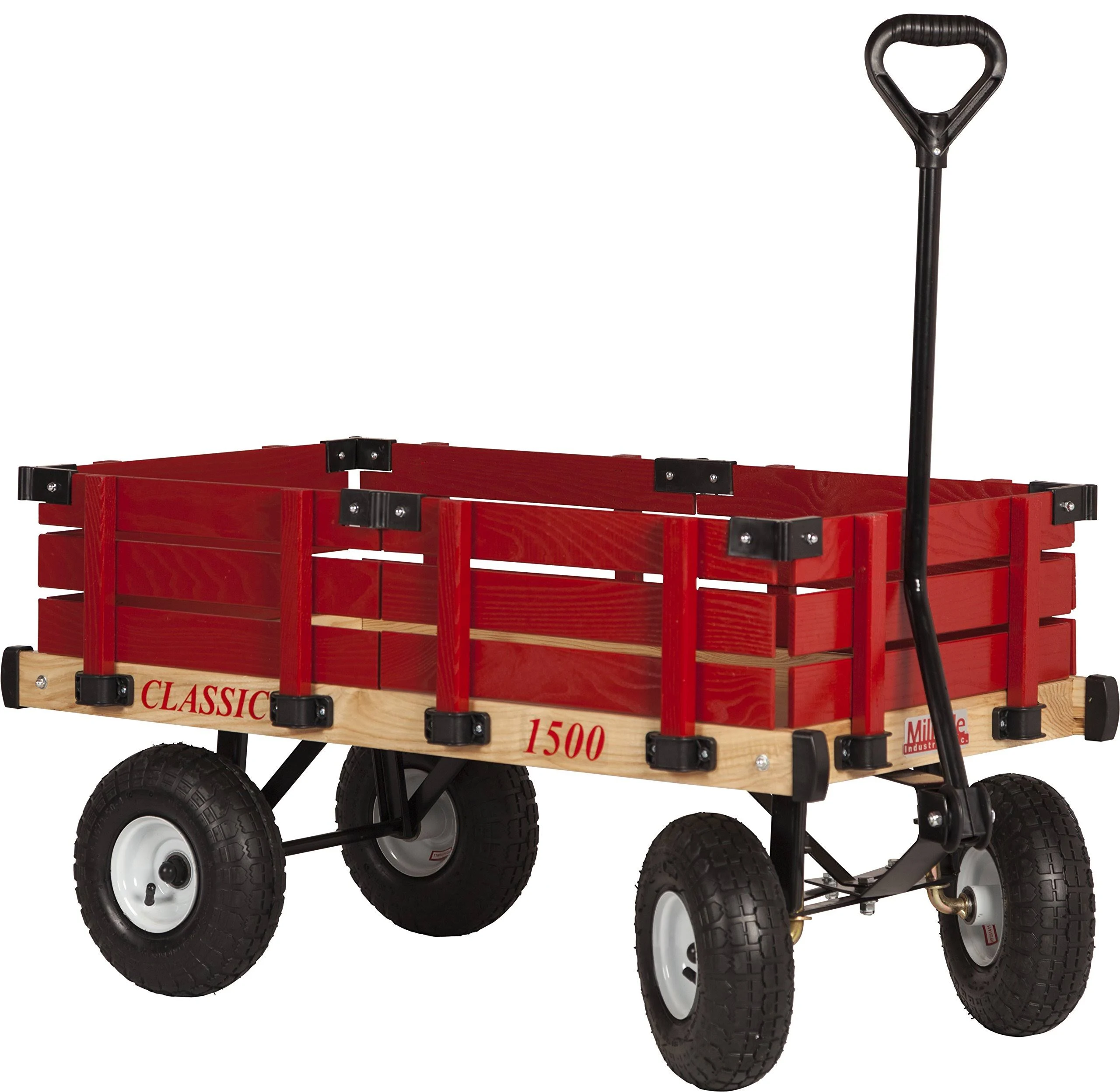 Millside Industries Classic Wood Wagon with Red Removable Wooden Racks