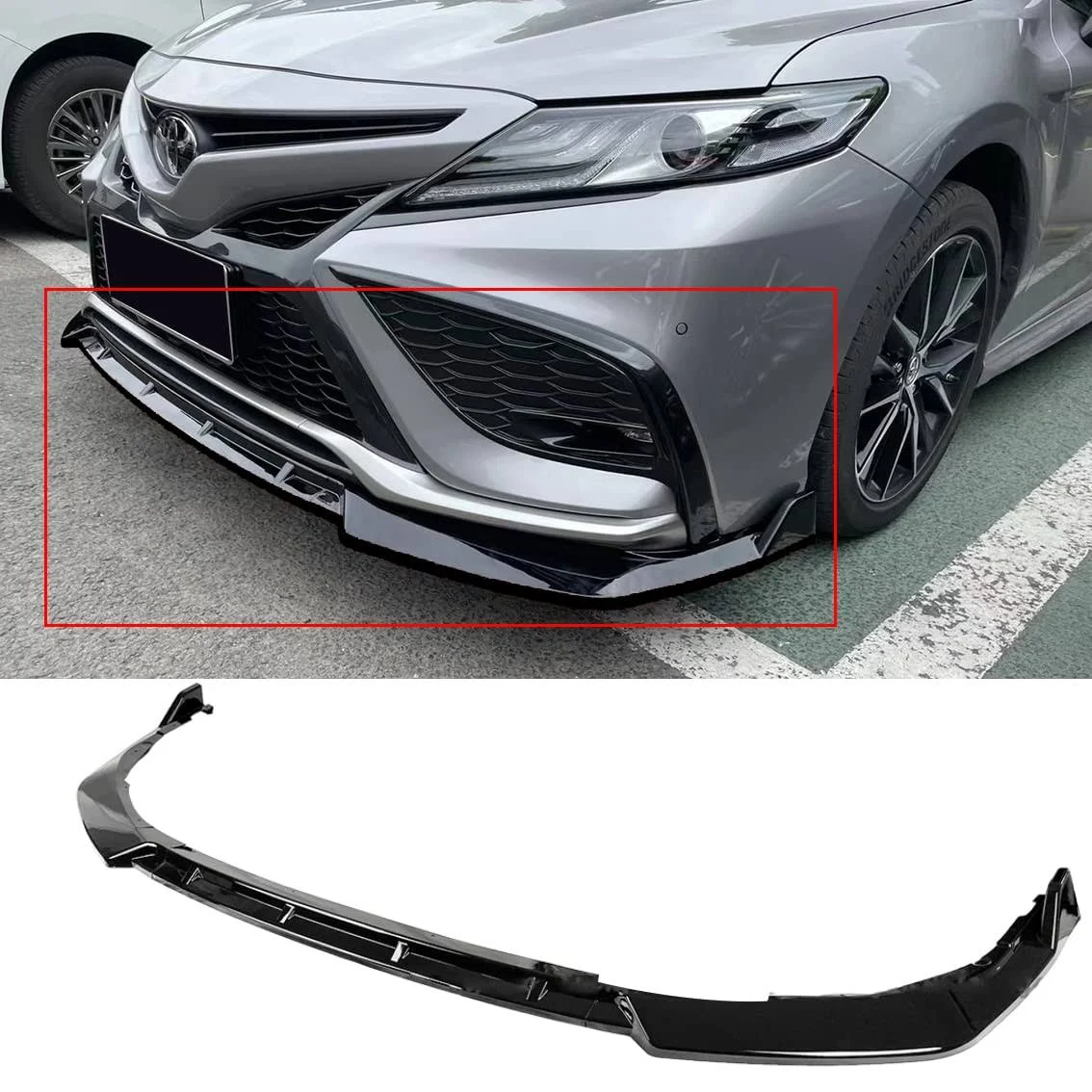 FITS 2021+ TOYOTA CAMRY SE & XSE PERFORMANCE STYLE GLOSSY BLACK FRONT BUMPER LIP