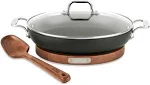 All-Clad HA1 Nonstick Universal Pan with Lid, Acacia Wood Trivet and Spoon · 3 qt - Black