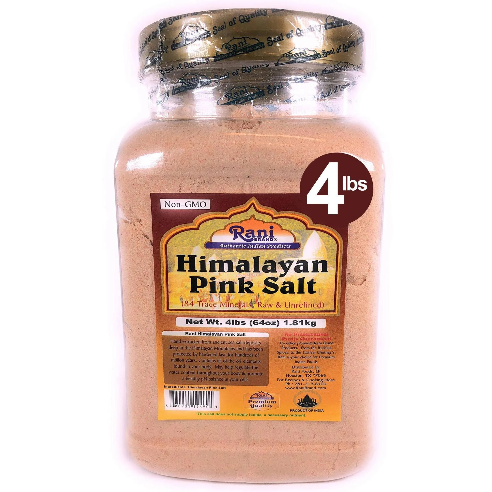 Rani Himalayan Pink Salt Powder (84 Essential Trace Minerals) 64oz (4lbs) 1.81kg PET Jar ~ All Natural | Vegan | Gluten Friendly | NON-GMO | Indian Origin