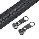 YaHoGa #10 Large Plastic Zipper by The Yard Bulk Black 5 Yards with 10pcs Long Sliders for DIY Sewing Tailor Crafts Canvas Bags Tents (5 Yards)