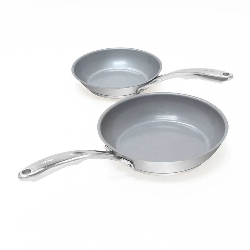 Chantal Induction 21 Ceramic Coated Fry Pan Set, 8-inch & 10-inch, Stainless