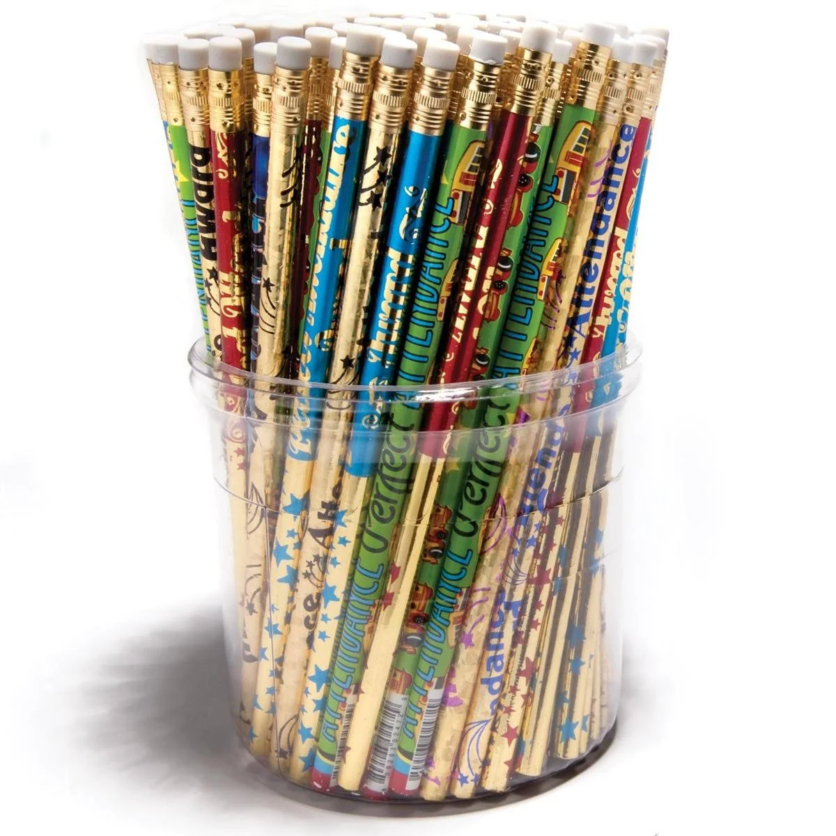 TCDesignerProducts Attendance #2 Pencil Tub, Assorted Designs, 144 Count