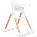 Munchkin® Float™ Foldable Baby and Toddler High Chair - Easy Clean, Compact and Lightweight, Great for Small Spaces, White with Wooden Legs