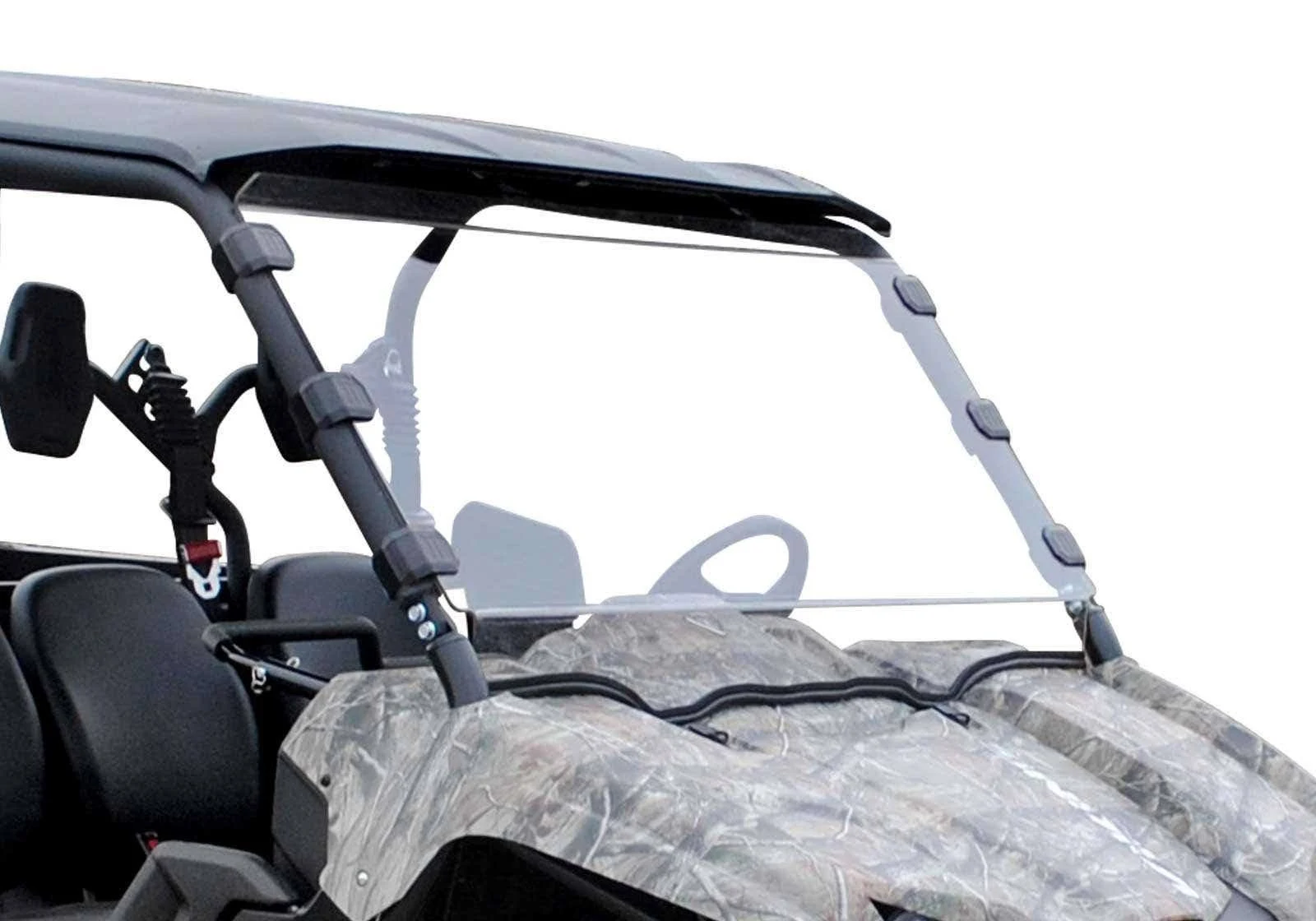 SuperATV Heavy-Duty Full Windshield for 2014+ Yamaha Viking (See Fitment) | Rattle-Free Fit |1/4" Thick Clear Polycarbonate| Preinstalled Bulb Seal | USA Made!