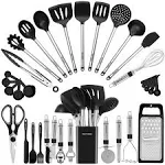 BESTZMWK Kitchen Utensil Set-Silicone Cooking Utensils-33 Kitchen Gadgets & Spoons for Nonstick Cookware-Silicone and Stainless Steel