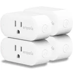 Emporia Smart Plug with Energy Monitoring | 15A Max / 10A Continuous | WiFi Smart Outlet | Mobile App | Alexa | Google | ETL Certified (Package of 4