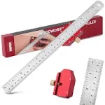 Woodworking RulerMarking Gauge Stop Ruler Marking Ruler with Stop Locator12&#034; ...