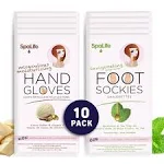 SpaLife Moisturizing Hand Gloves and Foot Sockies Bundle - 5 Hand Gloves & 5 Foot Sockies Set for Hydrating Dry, Cracked Hands and Feet - Repairing Skincare Mini Gift Set