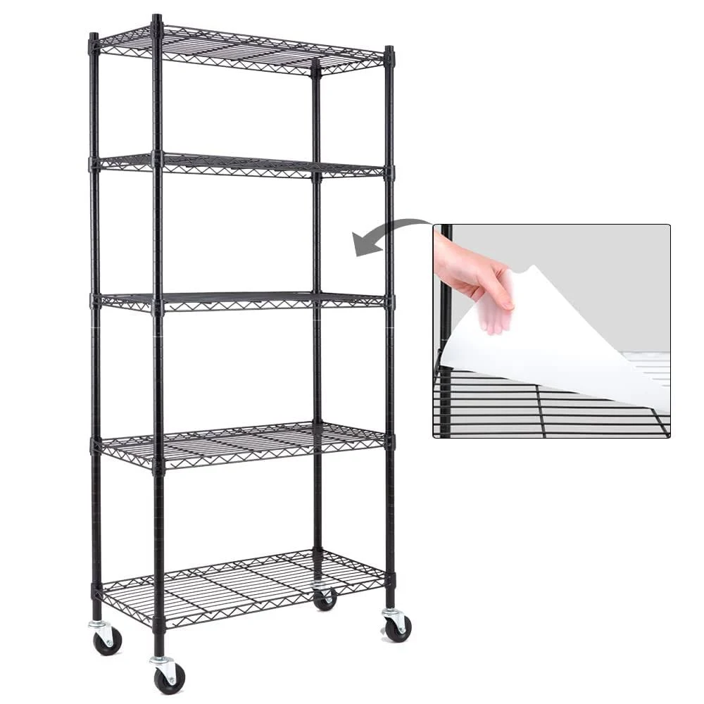 EFINE 5-Shelf Shelving Units and Storage on 3'' Wheels with 5-Shelf Liners, NSF ...