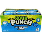 Sour Punch Candy, Blue Raspberry Straws - 24 straws, 48 oz