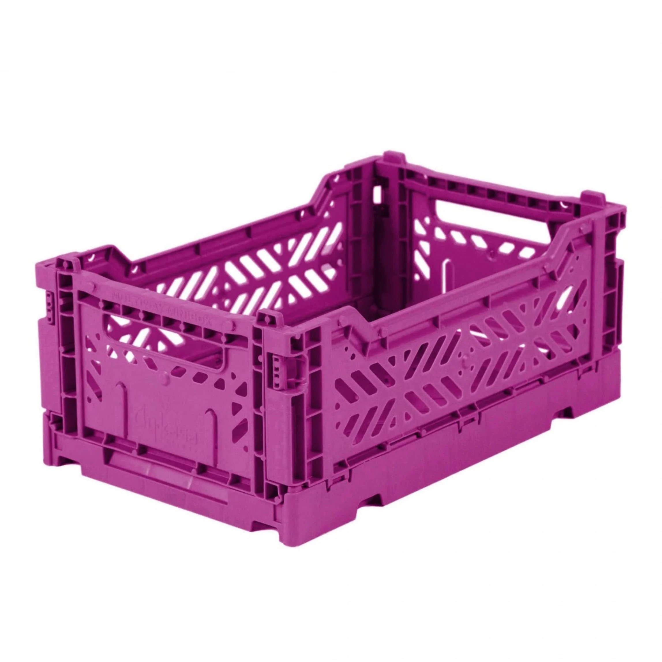 Foldable Storage Bins, Plastic Crate for Storage, Collapsible Crate, Utility Stackable Box Small Purple