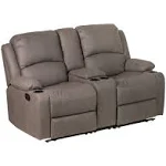 67" Wall Hugger Reclining | RV Theater Seats | Double Recliner RV Sofa & Console | RV Couch | RV Theater Seating | RV Furniture (Manual, Slate)