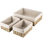 Hosroome Handmade Storage Basket Wicker Baskets for Organizing Shelf Baskets Woven Decorative Home Storage Bins Decorative Baskets Organizing Baskets Nesting Baskets(Set of 3,Brown)