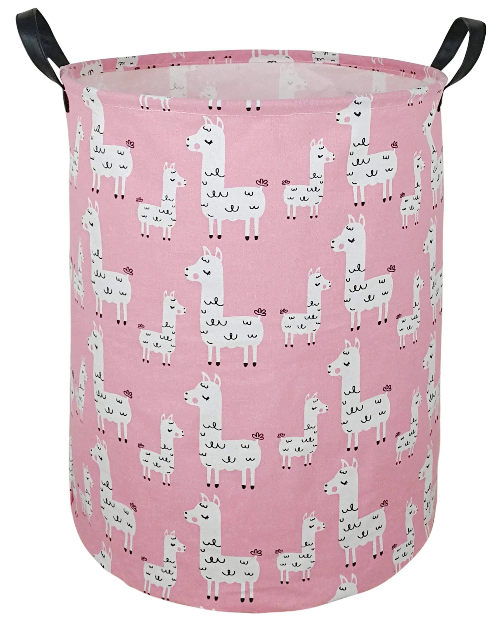 19.7" Round Canvas Large Clothes Basket Laundry Hamper with Handles,Waterproof Cotton Storage Organizer Perfect for Kids Boys Girls Toys Room, Bedroom, Nursery,Home,Gift Basket(alpaca)