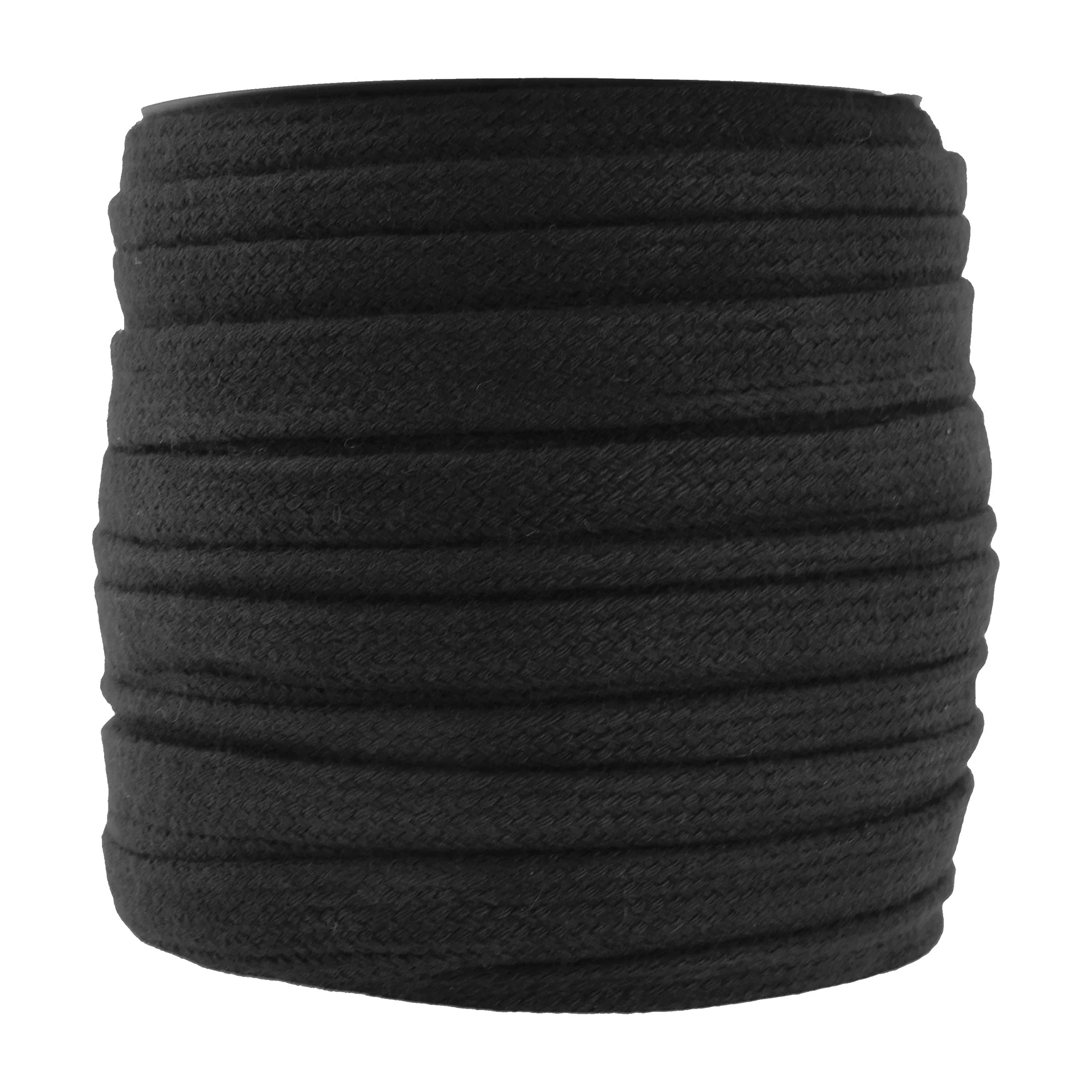 Mandala Crafts Black Flat Drawstring Cord Drawstring Replacement, 1/2 inch 20 yds Black Soft Drawstring Cotton Draw Cord Hoodie Sweatpants Drawcord