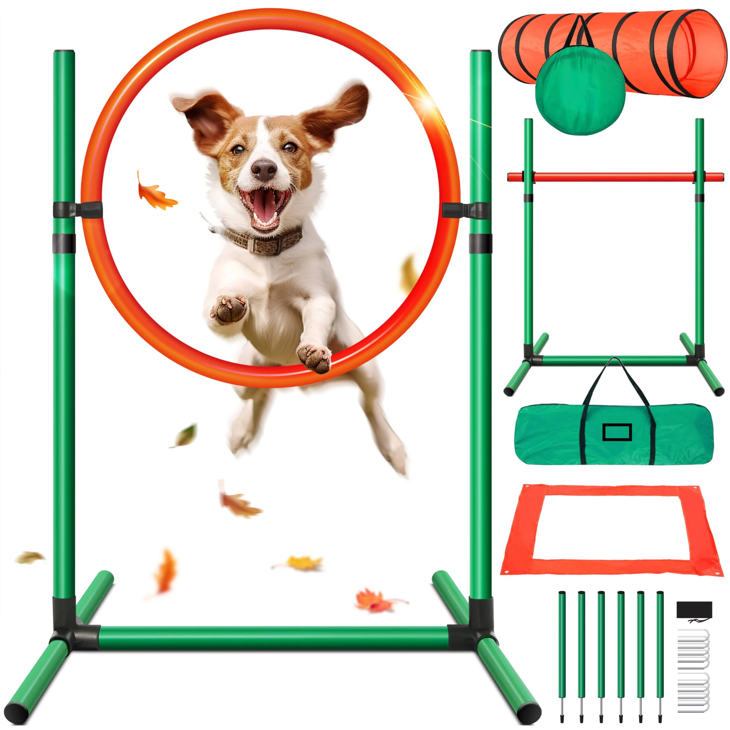 Dog Agility Training Kit Dog Sports Outdoor Games Obstacle Course | Tunnel Hurdle ...