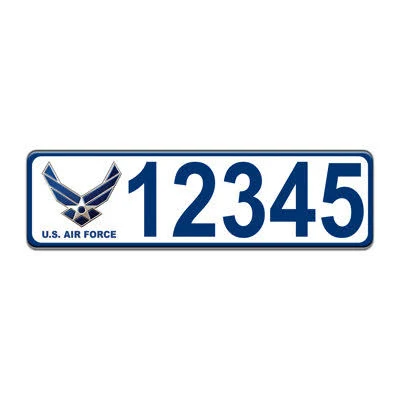 Curb-N-Sign® Military Curb Wrap, Reflective Aluminum Personalized Curb Address Decal (Air Force)