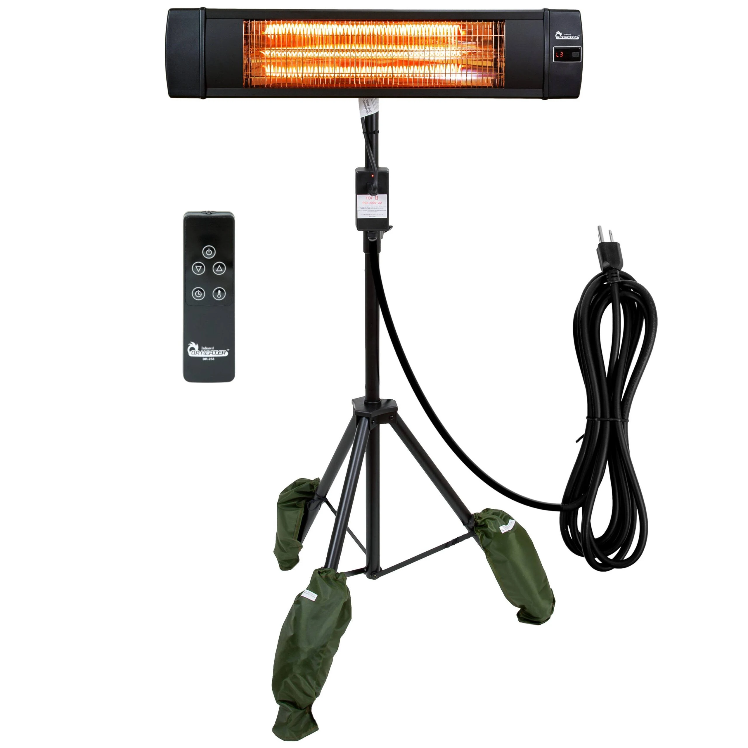 Dr Infrared Heater Dr-338 Carbon Infrared Patio Heater With Tripod, Black, Black