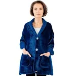 Premium Double Layer Poncho Blanket for Women - No Sleeves - Sherpa Fleece Shawl with Pockets - Wearable Blanket - Gifts for Mom and Grandma (Blue)