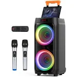 JYX Karaoke Machine with 2 Wireless Microphones for Adults 8" Big Bluetooth Party Speaker with 500W Peak Power