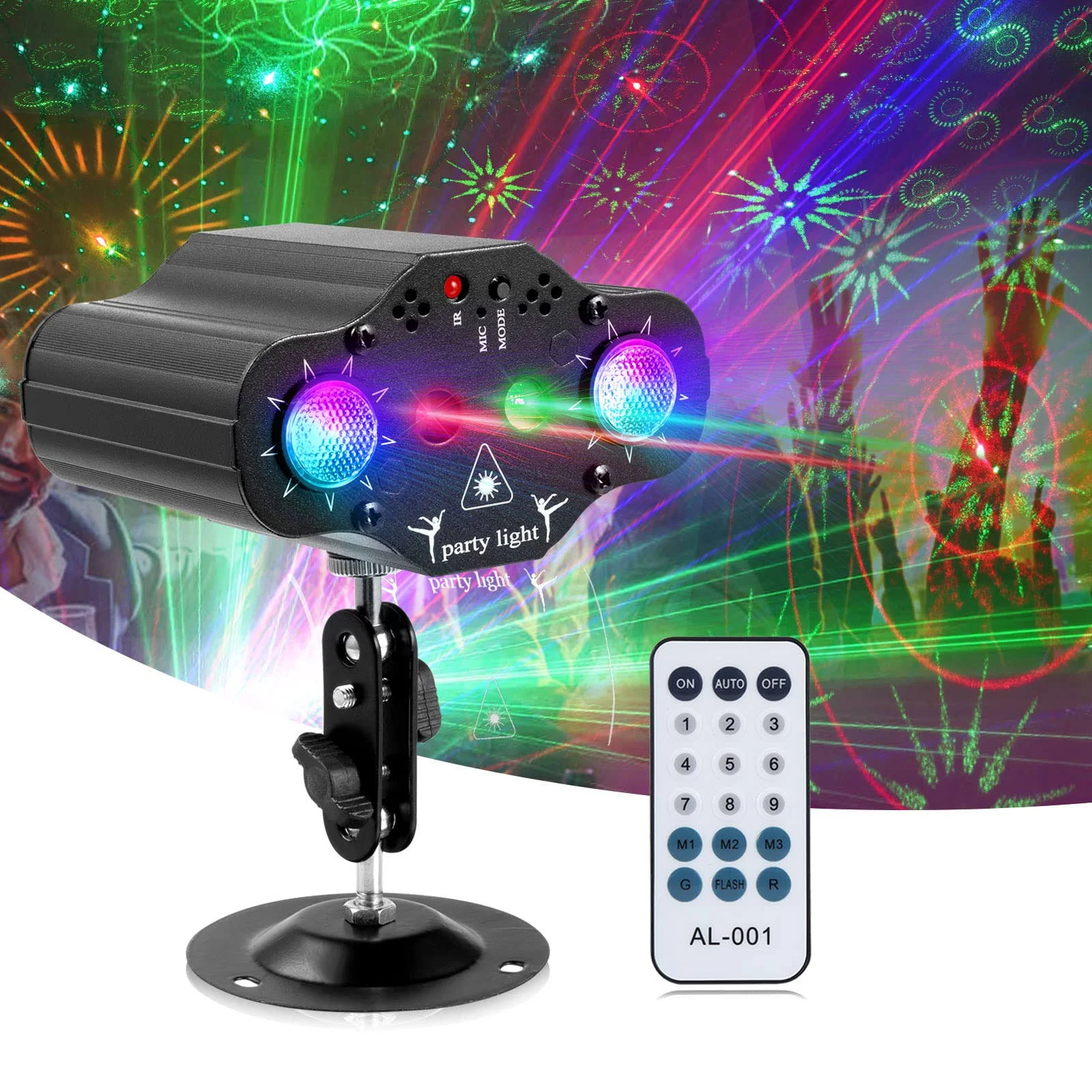 Redangli Party Lights DJ Disco Lights, Stage Laser Light Projector 2 RGB LED Multiple