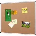 VIZ-PRO Cork Notice Board, 48 X 36 Inches, Cork Bulletin Board with Silver Aluminium Frame