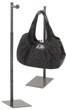 SSWBasics Raw Steel Purse Stand - 6"L Hang Rail with 5" of Hang Space | Counter Merchandise Hook | Purse Stands for Display | Handbag Display Stand for Stores and Boutiques