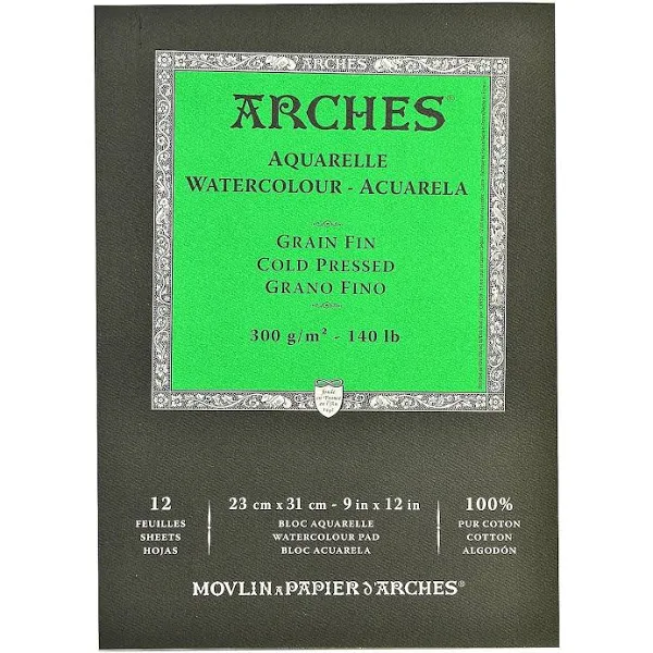 Arches Watercolor Pad 9 in. x 12 in. Cold Pressed 140 lb. [Pack of 2 ]