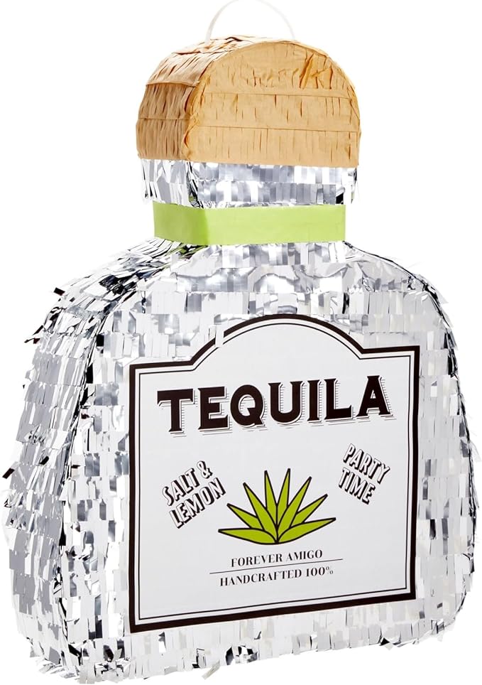 Sparkle and Bash Tequila Pinata for Bachelor Party Decorations, Table Centerpiece, Photo Prop (Small, 16.5 x 13 x 3 Inches)