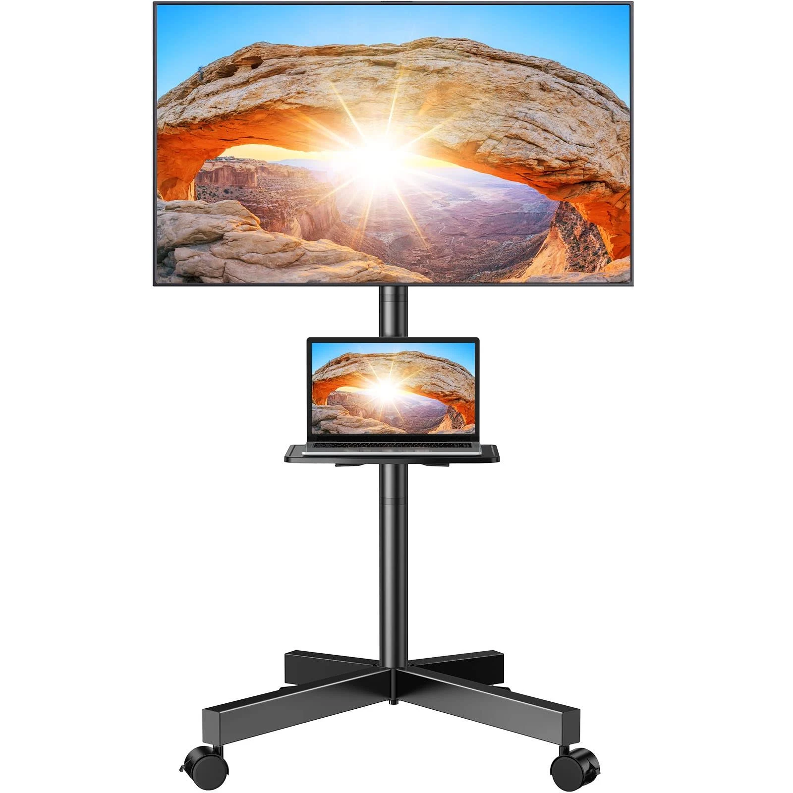 Mobile TV Cart on Wheels for 23 to 60-Inch LED Flat Screen/Curved Tvs Tilting TV