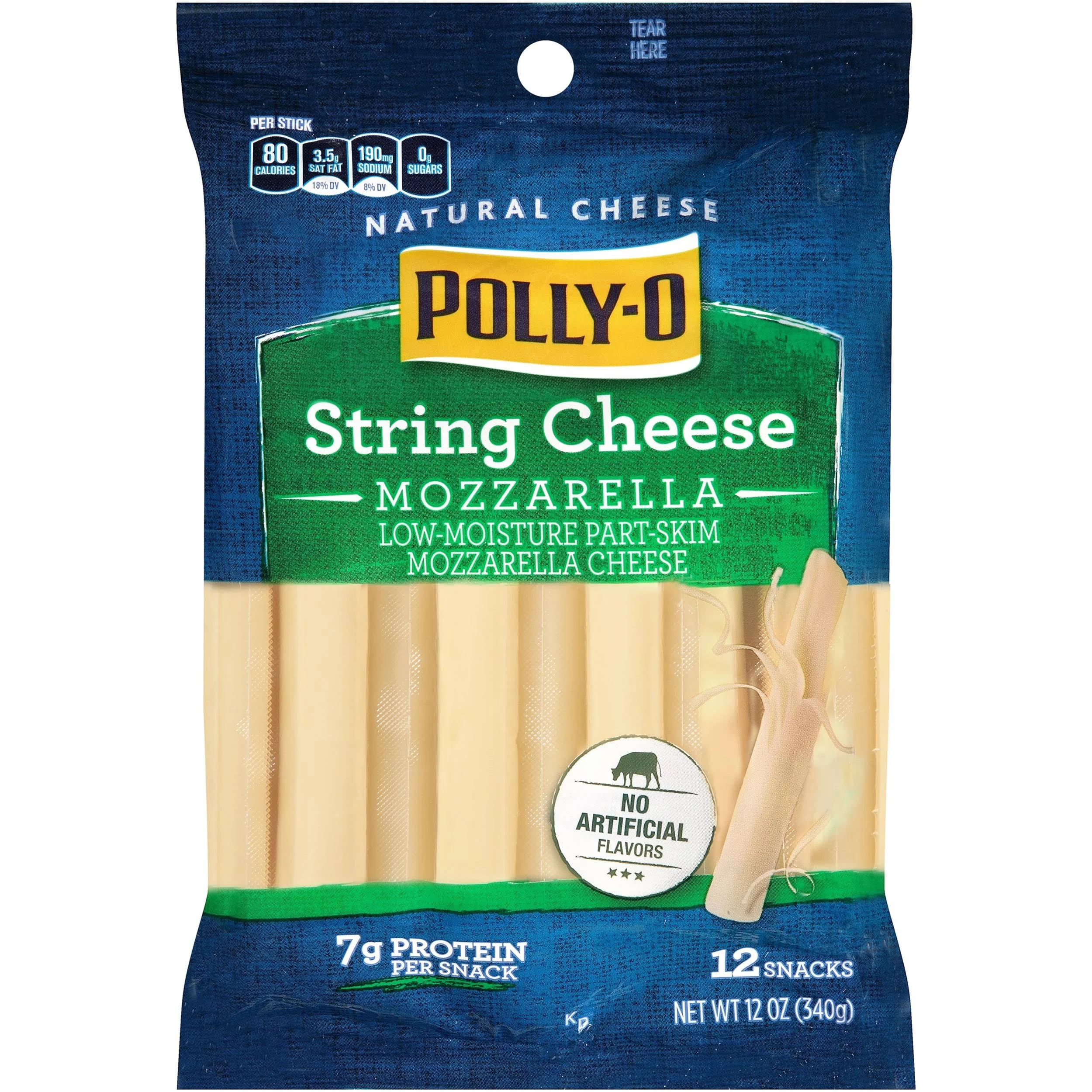 Polly-O String Cheese, Mozzarella - 12 snacks, 12 oz