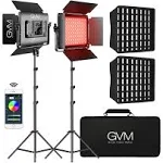 GVM 1000D RGB Led Video Light with 2 Softboxes, Photography Lighting Kit with...