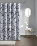 Odette Jacquard Shower Curtain - Navy - Madison Park