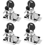 4 Pack Cabinet Drawer Locks with Keys, Keyed Alike Furniture Locker Lock, 3/4" 20mm Cylinder Cam Drawer Locks Chrome-Finish Zinc Alloy, Security cam Drawer Lock for Wardrobe Dresser Mailbox