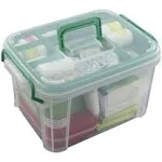 Qskely 1 Pack Clear Storage Box Container, Family First Aid Box Medicine Box Organizer