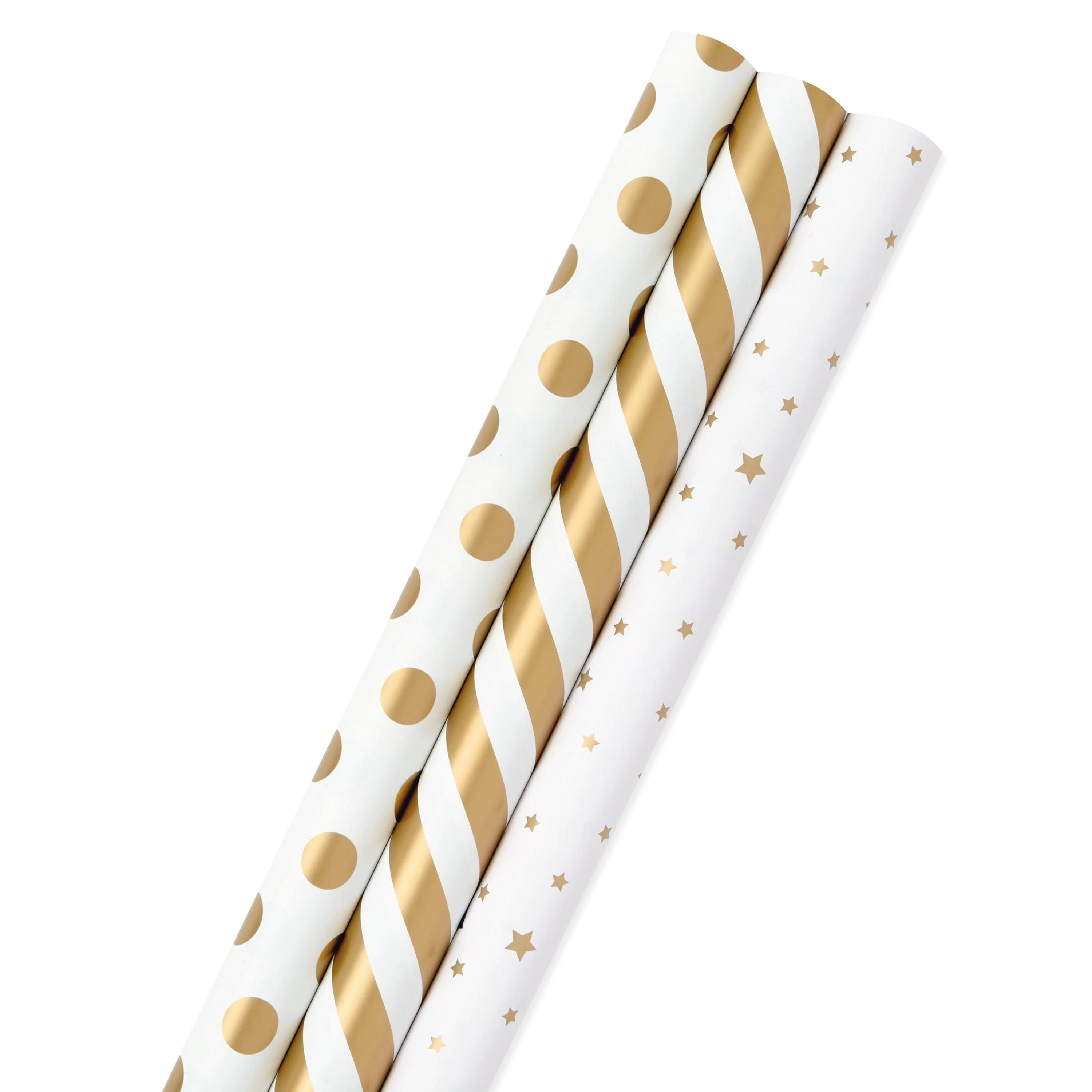 Gold and White 3-Pack Wrapping Paper, 105 sq. ft. total