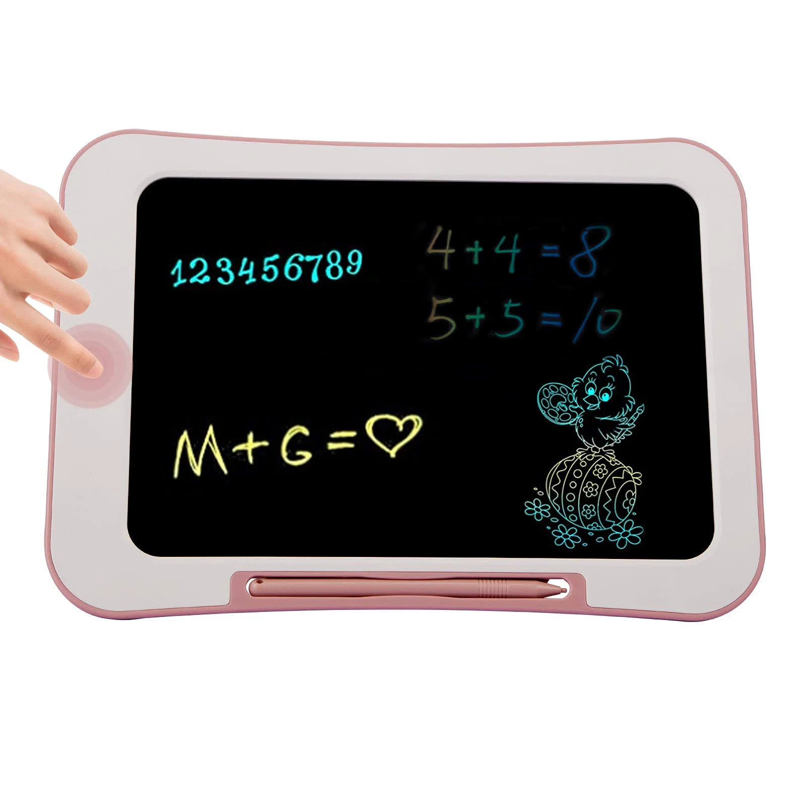 LCD Writing Tablet, Doodle & Scribble Boards，Colorful, Electronic Drawing Board, Digital Ewriter Graphics Tablets for Painting Drawing and Memo Lists 10.5 Inch Pink, 3+