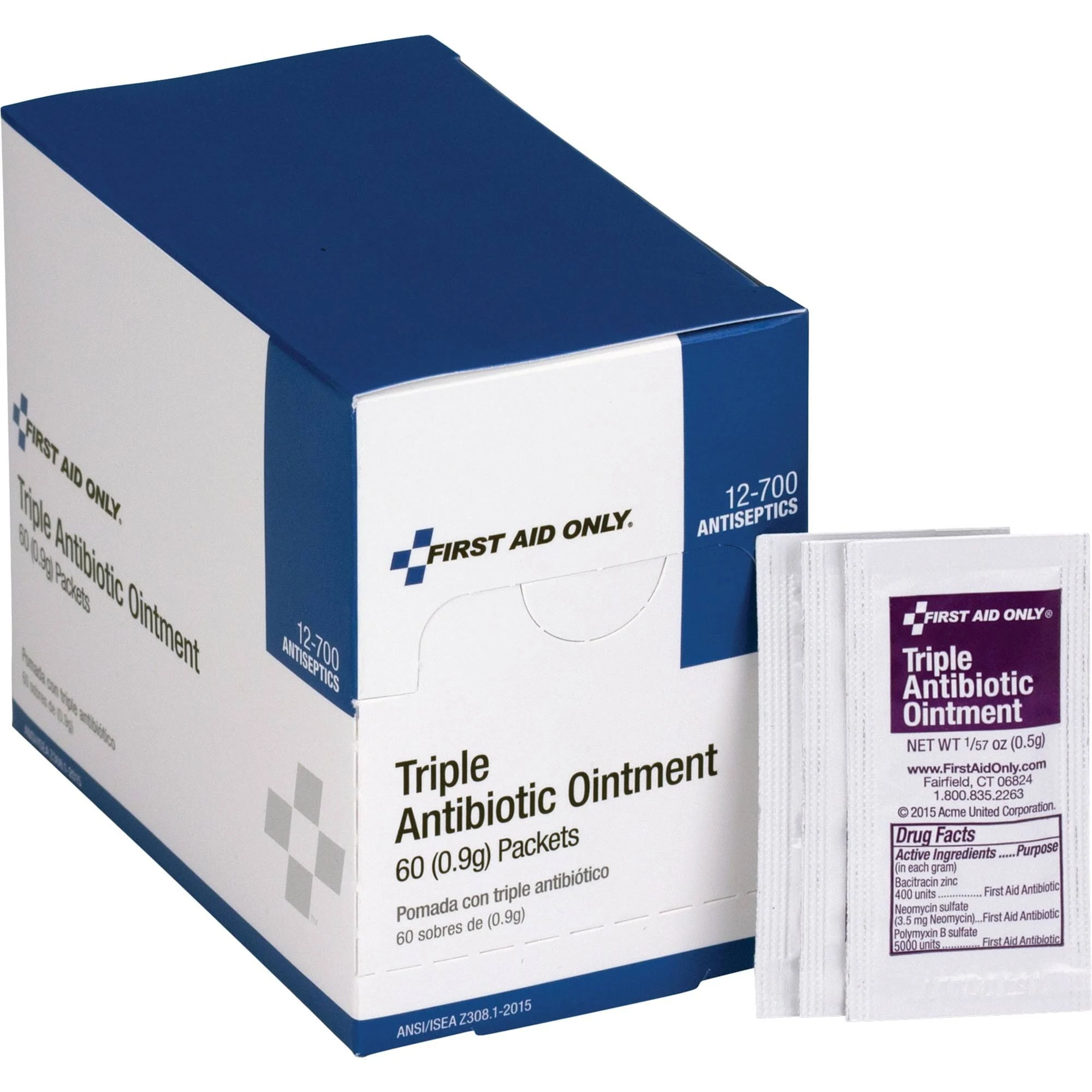 First Aid Only - Triple Antibiotic Ointment, 0.5 G Packet, 60/Box