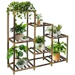 twocorn Plant Stand Indoor, 3-Tier Outdoor Wood Plant Stand for Multiple Plants, accommodates 7 Potted Plants, Ideal for Room Corners, balconies,