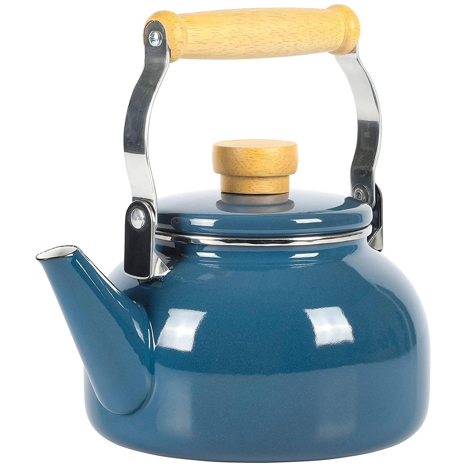 Mr. Coffee Quentin 1.5 QT Enamel On Steel Tea Kettle w/Wood Handle - Blue