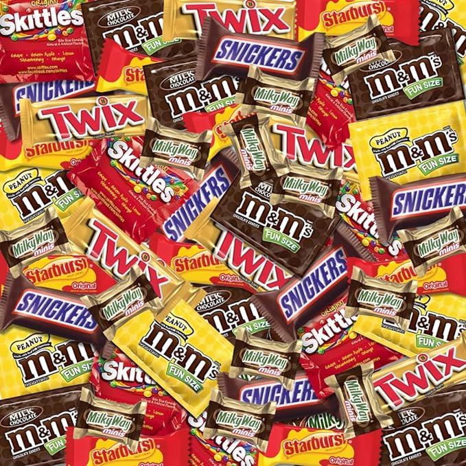 West End Foods Bundle of Chocolate Candy (2 lbs) Twix, Snickers, Milky Way, M&M's Milk Chocolate, Skittles, Starburst, M&M's Peanut Fun and Mini Size Variety Pack