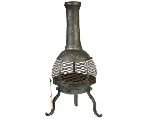 Rustic Outdoor Steel Cast Iron Chimenea Wood Fire Pit