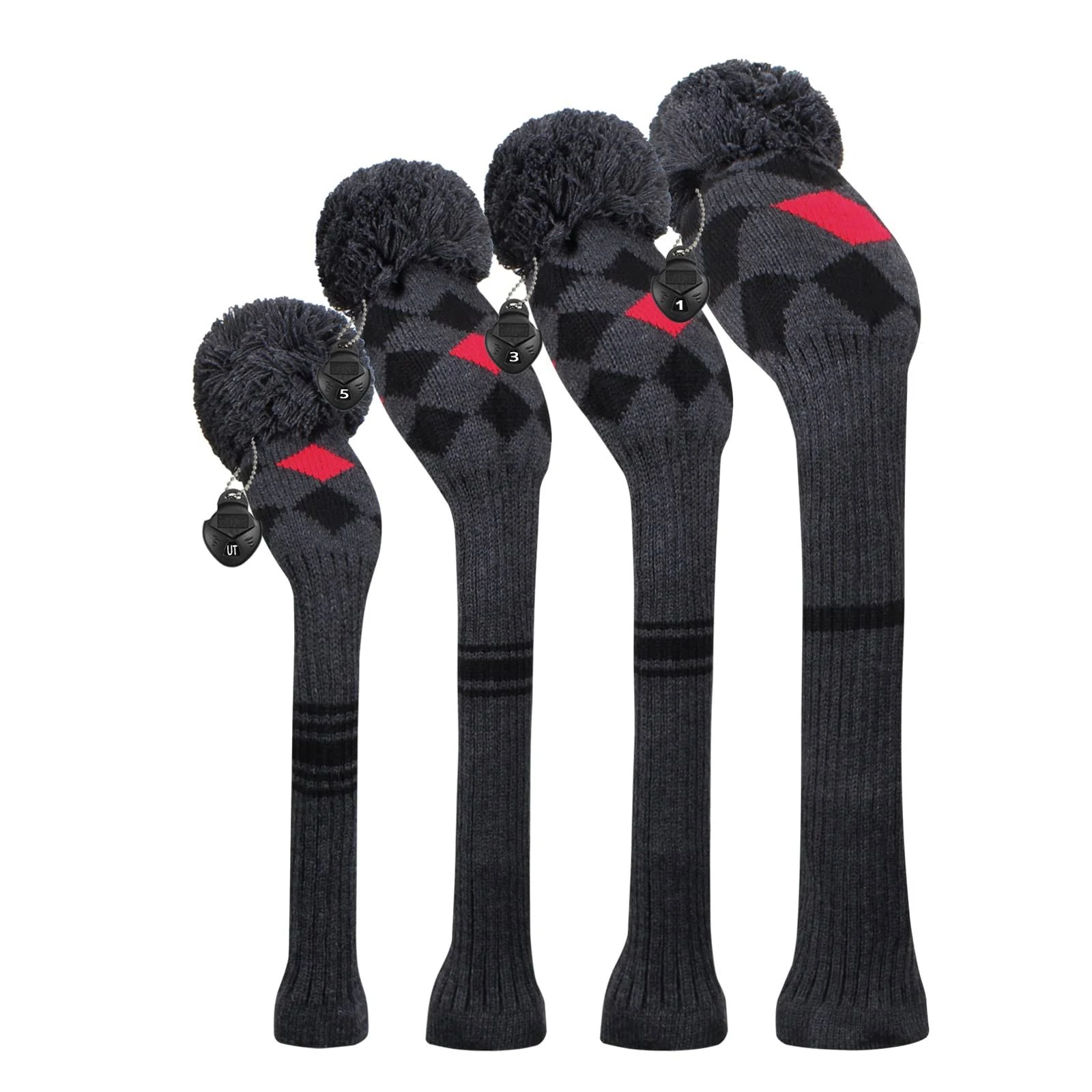 Scott Edward Knit Wood Golf Club Head Covers 4 Pieces Knitted Item Fit Over Well Driver Wood(460cc) Fairway Wood and Hybrid(UT)