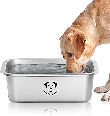 Stainless Steel Dog Bowls for Large Dogs, High Capacity Metal Dog Food Bowls, Dog Food and Water Bowls for Large, X-Large, and Big Dogs 2.65 Gallons