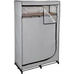 Honey-Can-Do 69&#034; x 46&#034; Portable Wardrobe Closet with Cover and Shelf Gray/Black