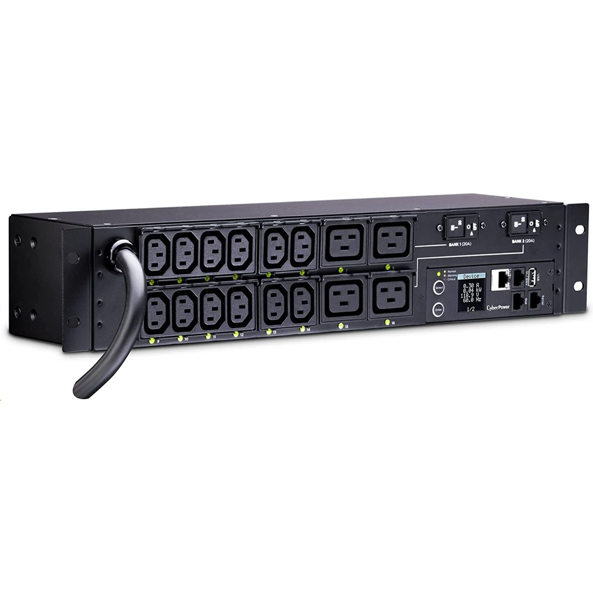 CyberPower PDU41008 Power Distribution Unit Switched 200-240V, 30A (Derated to 24A) 16 Outlets, 2U Rackmount