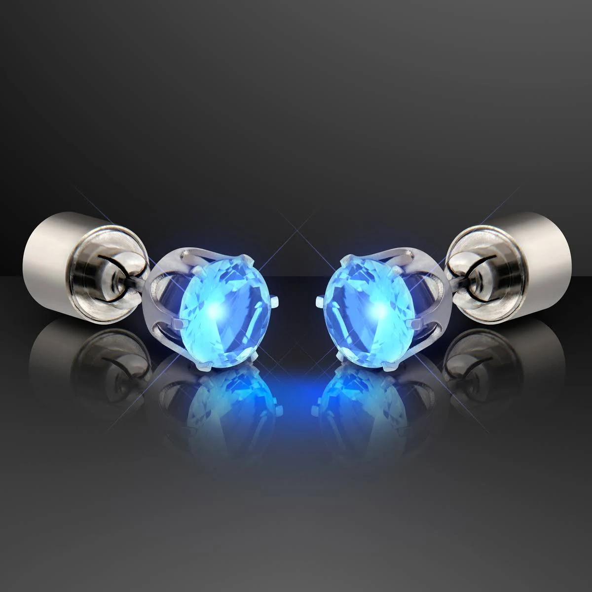 Blue LED Faux Sapphire Pierced Earrings, 1 Pair